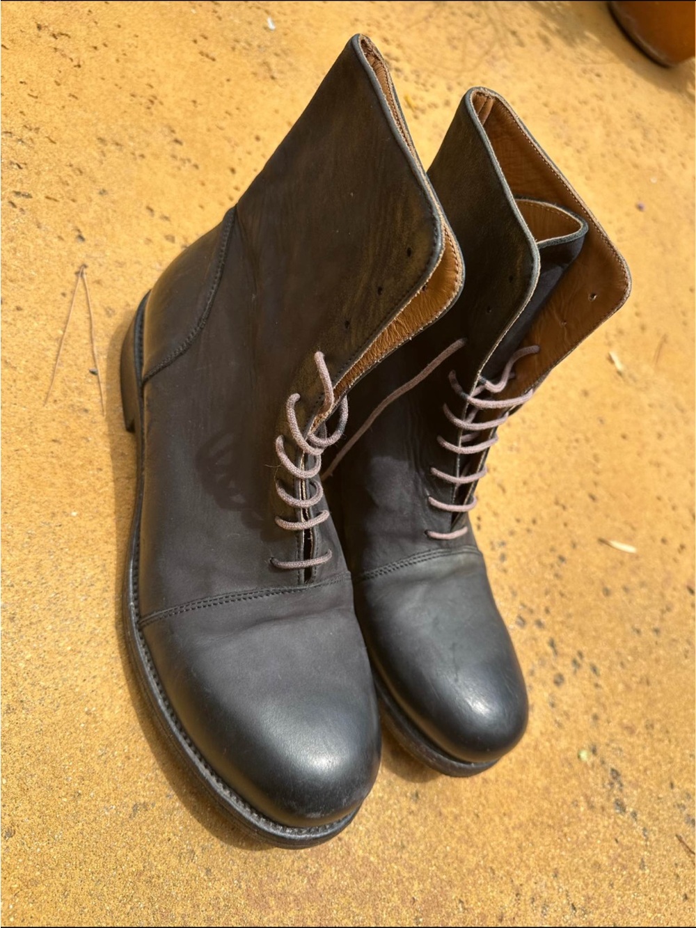 Barneys New York Black Leather Lace-Up Ankle Boots